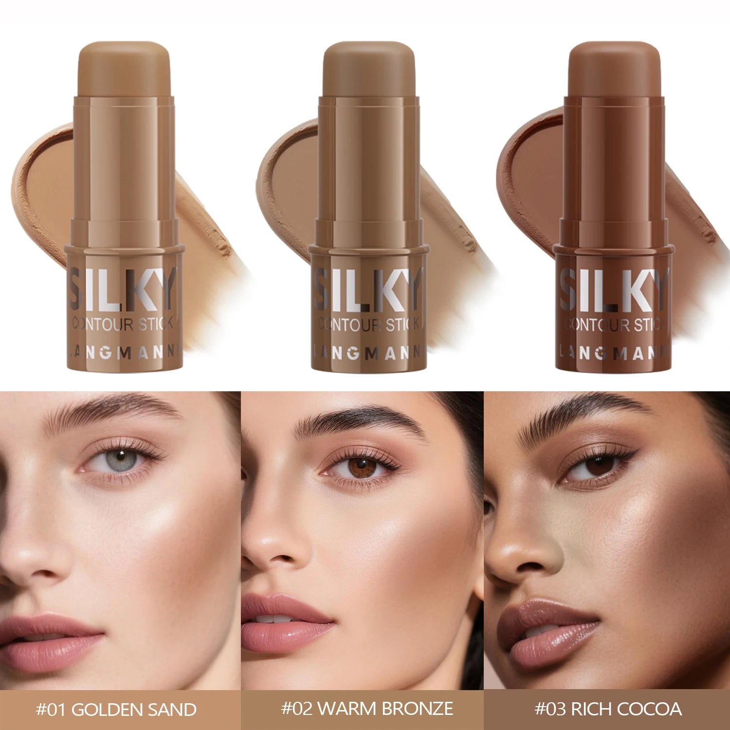 LANGMANNI Tri-Color Multi-Functional Face Brightening Contour Stick