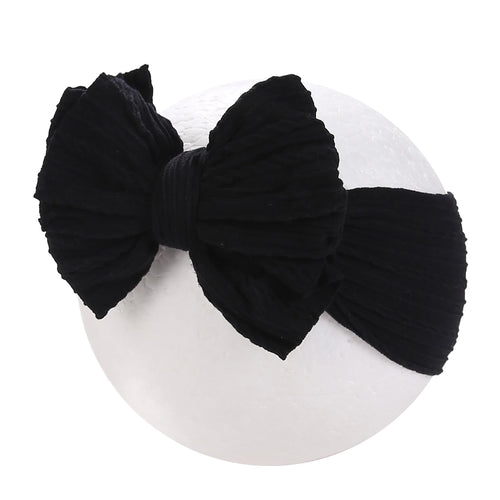 Solid Cable Bows Baby Headbands for Child Nylon Layers Kids Elastic