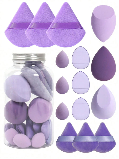 15pcs Makeup Sponge Set With Storage Jar,Powder Puff  Mini Powder Puff