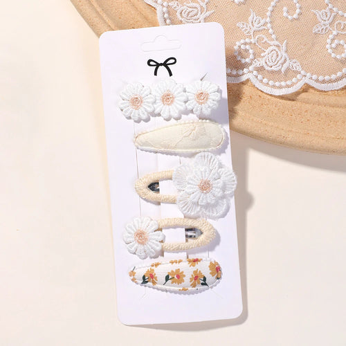5Pcs BB Clips Set for Children Hair Accessories Sweet Printe Hairbangs