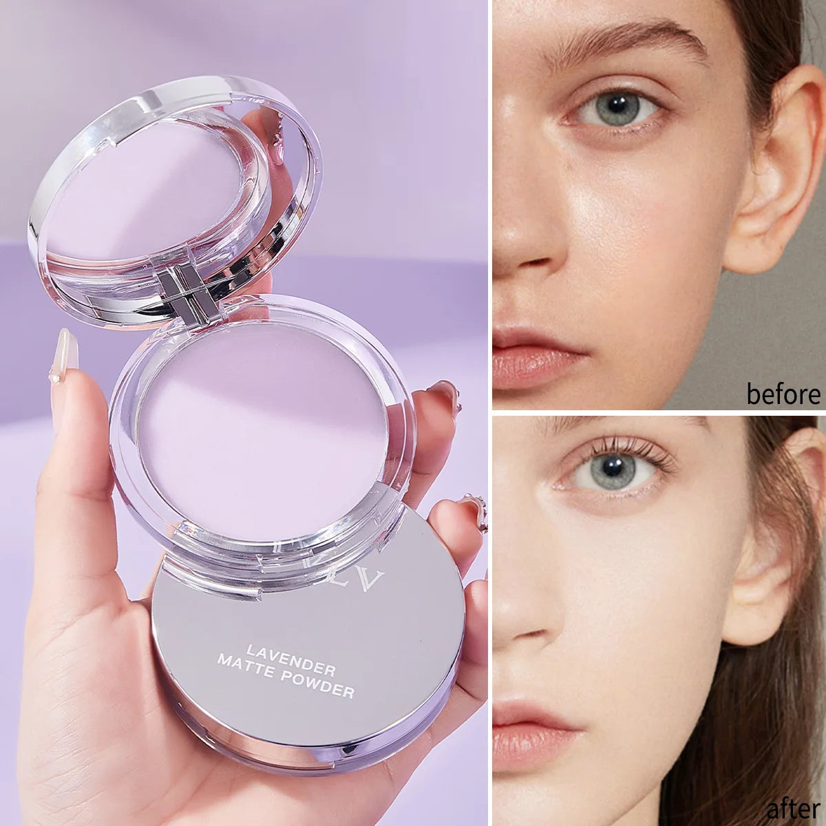 Lavender Pressed Powder Matte Powder Lasting Oil Control Full Coverage