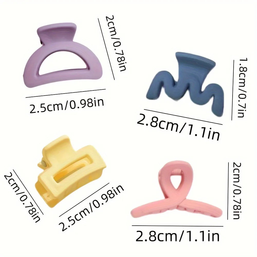 20 Pcs/bag Solid Color Matte Hollow Hair Claw Clip Candy Color Catch
