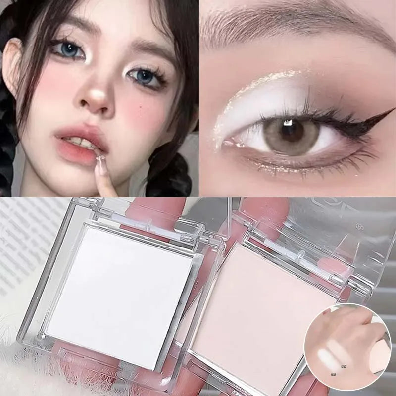 Matte Highlighter Powder Eyeshadow Palette White Long Lasting Natural