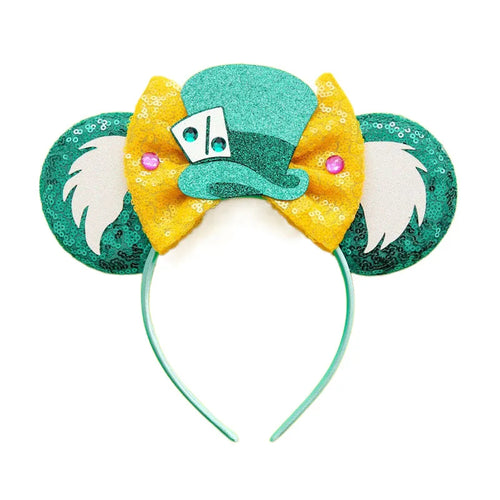 2023 New Style Mickey Minnie Ear Headband Sequin Bows Girl Adult Kids