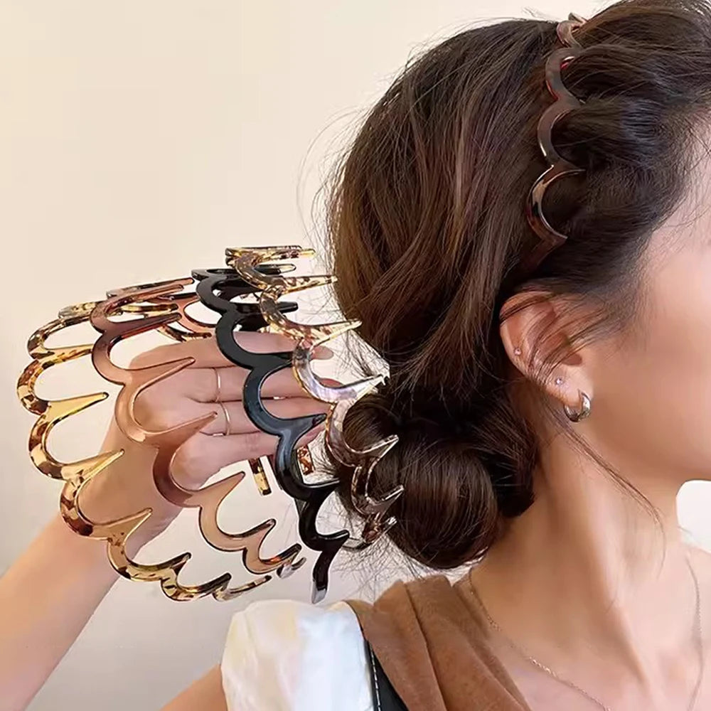 Korean Women Hair Comb Non-Slip Headband Plastic U Shape Hair Hoops