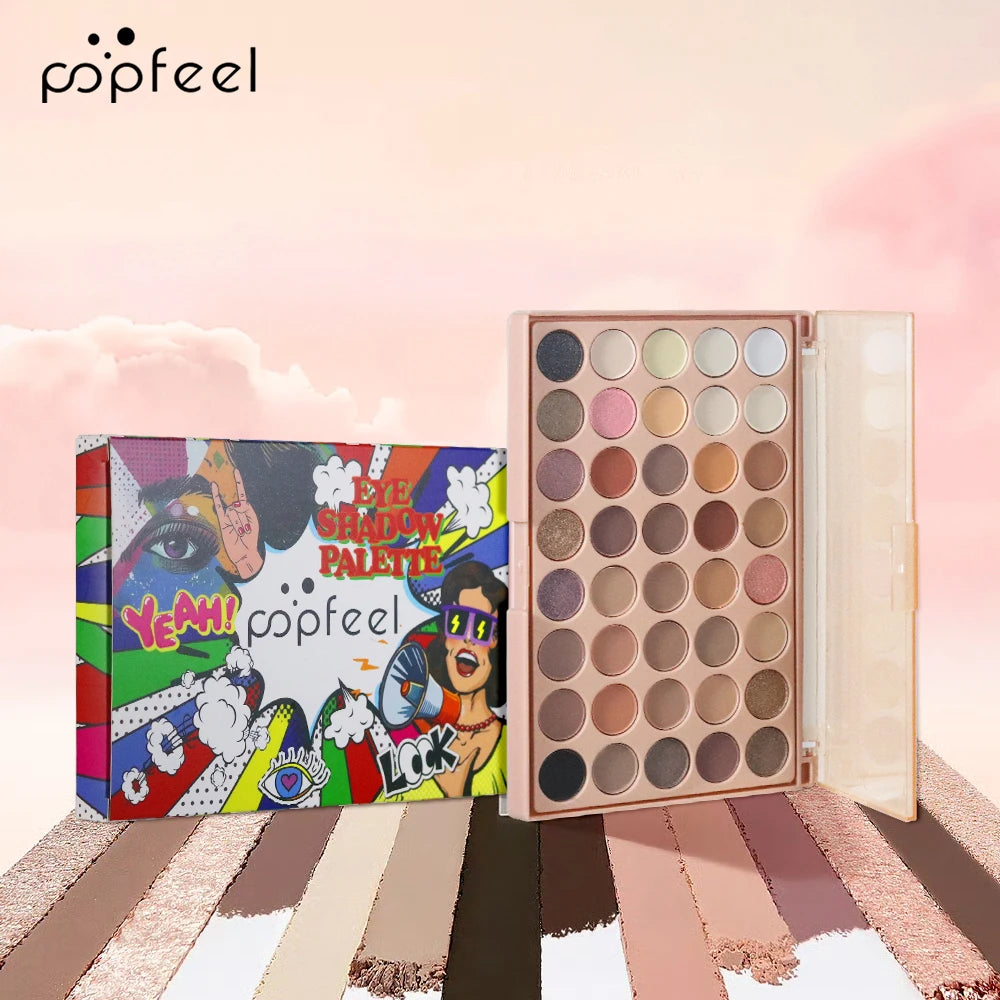 POPFEEL 40 Color Earth Tones &Rainbow Shades Eyeshadow Palette