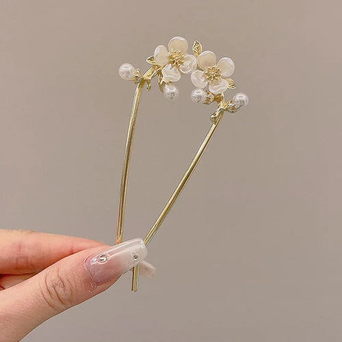 Metal U-Shaped Hair Sticks Combs Pearl Tassel Hair Fork Hair Clip