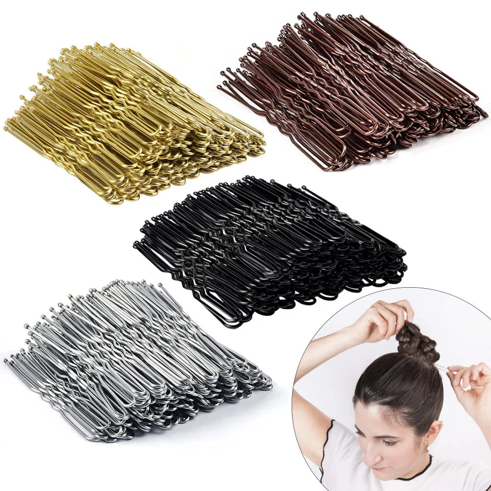 50pcs Women Girls U Shaped Hairpins For Bun Metal Hairdressing Bobby
