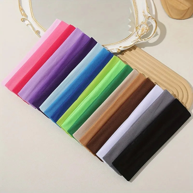 Elastic Hair Band Fashion Headbands Solid Color Knitted Sports Running