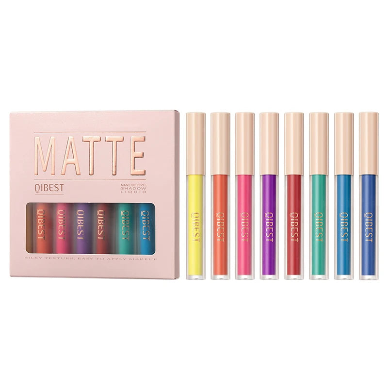 8 colors Waterproof Liquid Eyeshadow Set with Nude, Matte, Black,