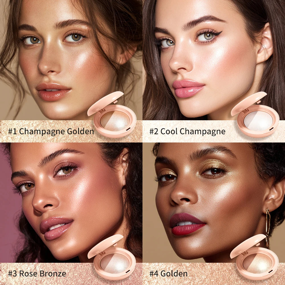 LongLasting Waterproof Face Highlighter Powder Instant Silky Skin Glow
