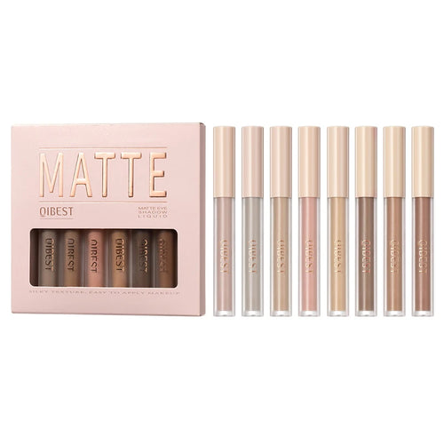 8 colors Waterproof Liquid Eyeshadow Set with Nude, Matte, Black,