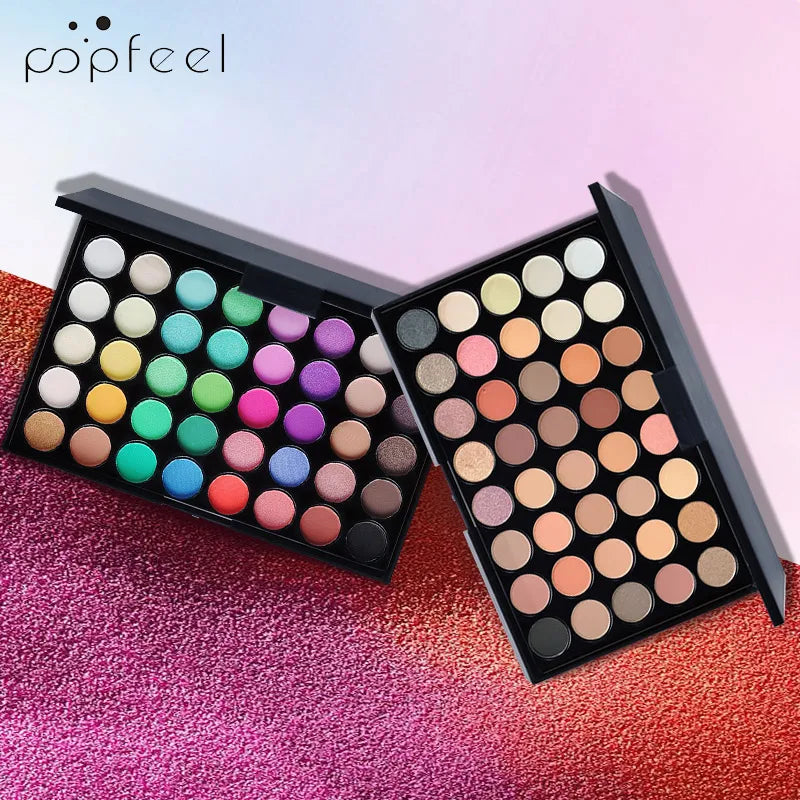 POPFEEL 40 Color Earth Tones &Rainbow Shades Eyeshadow Palette