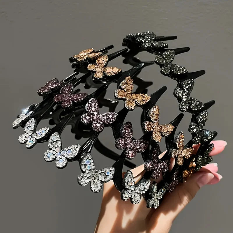 Wavy Headband Rhinestone Butterfly Headband Squiggly Headband All-Day