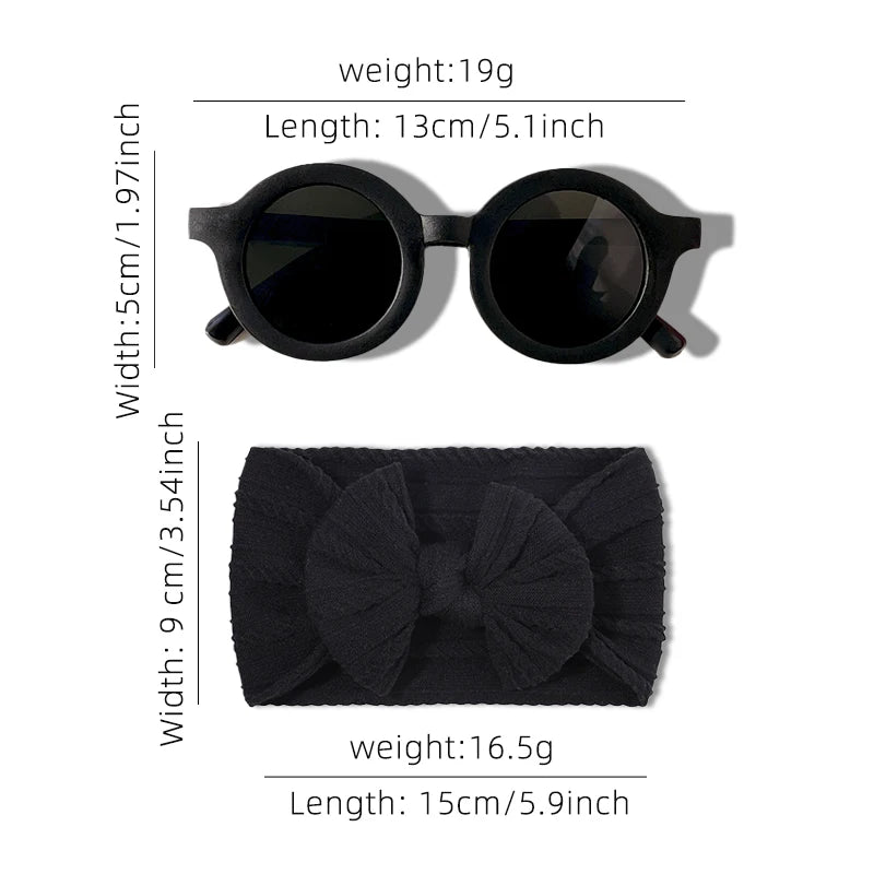2 Pcs/Set New Children Solid Color Cotton Bowknot Wide Hairband Round