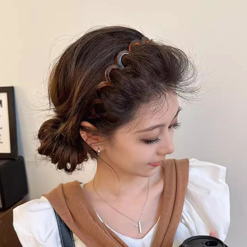 Korean Women Hair Comb Non-Slip Headband Plastic U Shape Hair Hoops