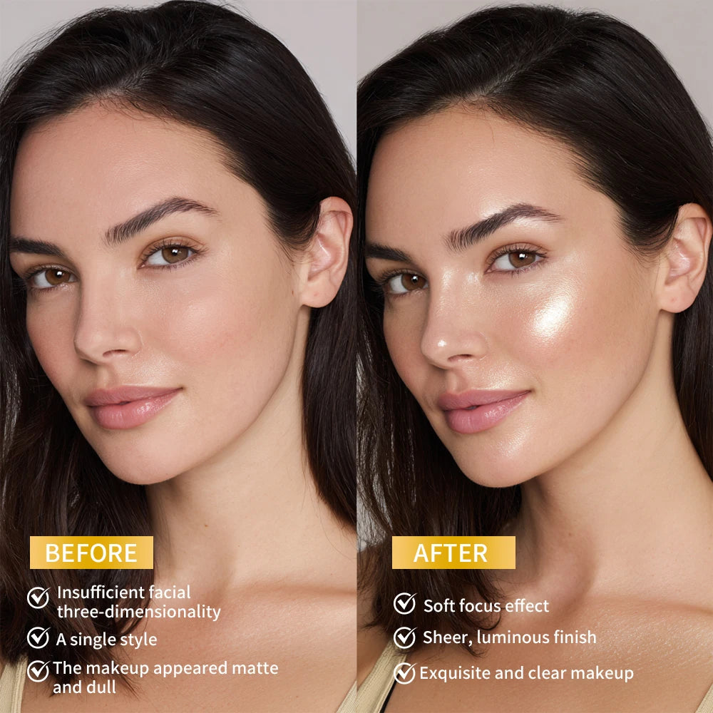 LongLasting Waterproof Face Highlighter Powder Instant Silky Skin Glow