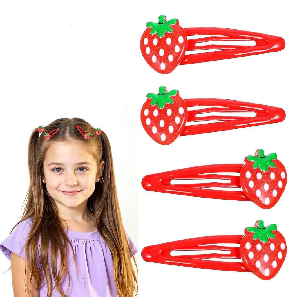 4 PCS Pink Strawberry Hair Clips, Pink Decorative Cute Clips,  Y2k