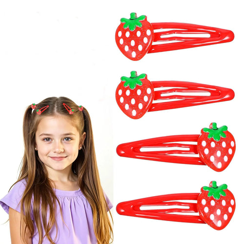 4 PCS Pink Strawberry Hair Clips, Pink Decorative Cute Clips,  Y2k