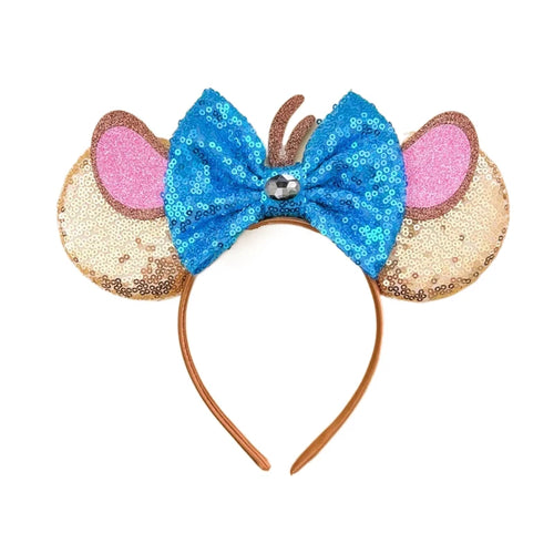 2023 New Style Mickey Minnie Ear Headband Sequin Bows Girl Adult Kids