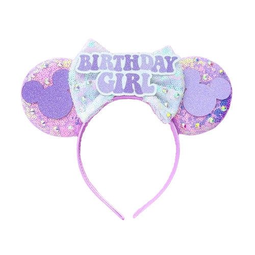 2023 New Style Mickey Minnie Ear Headband Sequin Bows Girl Adult Kids