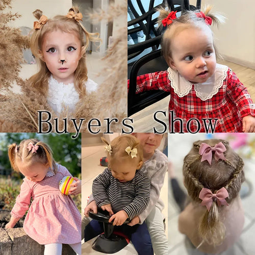 10Pcs/Set New Cute Solid Ribbon Bowknot Hair Clips for Baby Girls