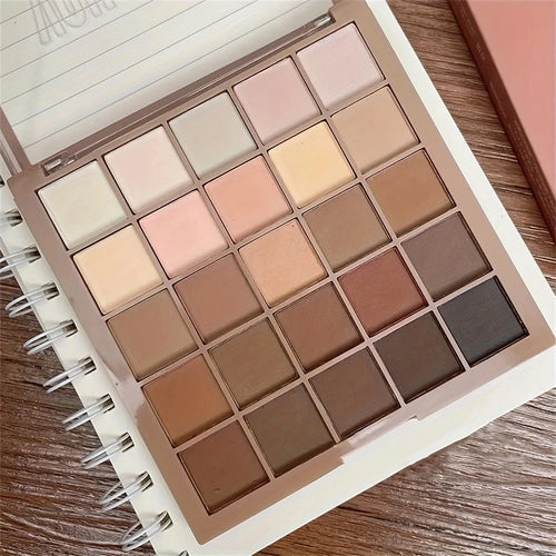 25 Color Eyeshadow Palette - Neutral Gray and Brown Earthy Tone,