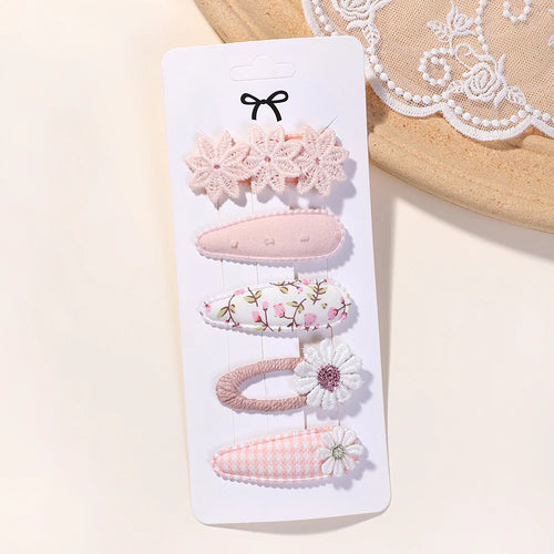 5Pcs BB Clips Set for Children Hair Accessories Sweet Printe Hairbangs