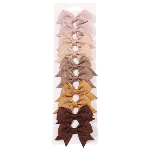 10Pcs/Set New Cute Solid Ribbon Bowknot Hair Clips for Baby Girls