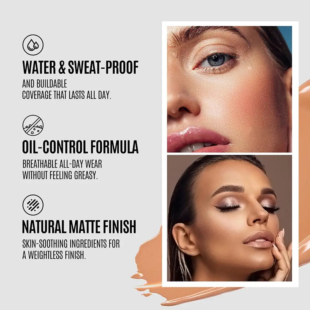 LOOKAVE Liquid Foundation Long Lasting Full Coverage Matte Cream CC