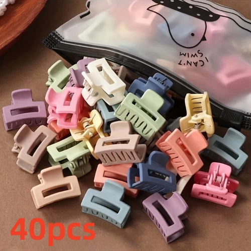 20 Pcs/bag Solid Color Matte Hollow Hair Claw Clip Candy Color Catch
