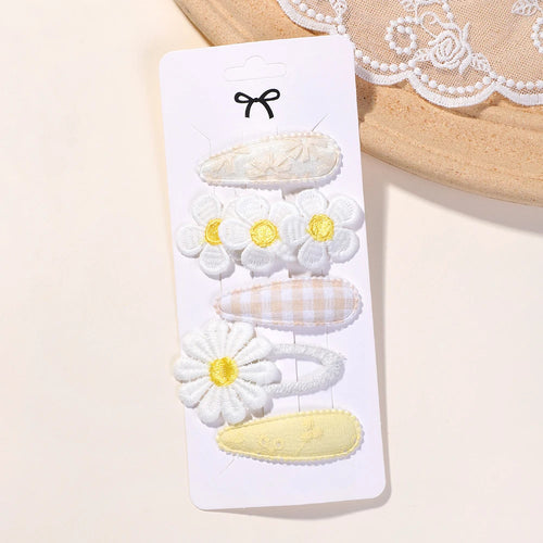 5Pcs BB Clips Set for Children Hair Accessories Sweet Printe Hairbangs