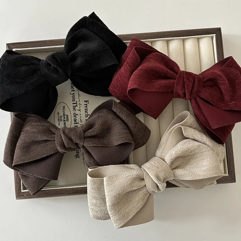 Vintage Fabric Bow Hair Clip Large Alligator Clip with Layered Ribbon,
