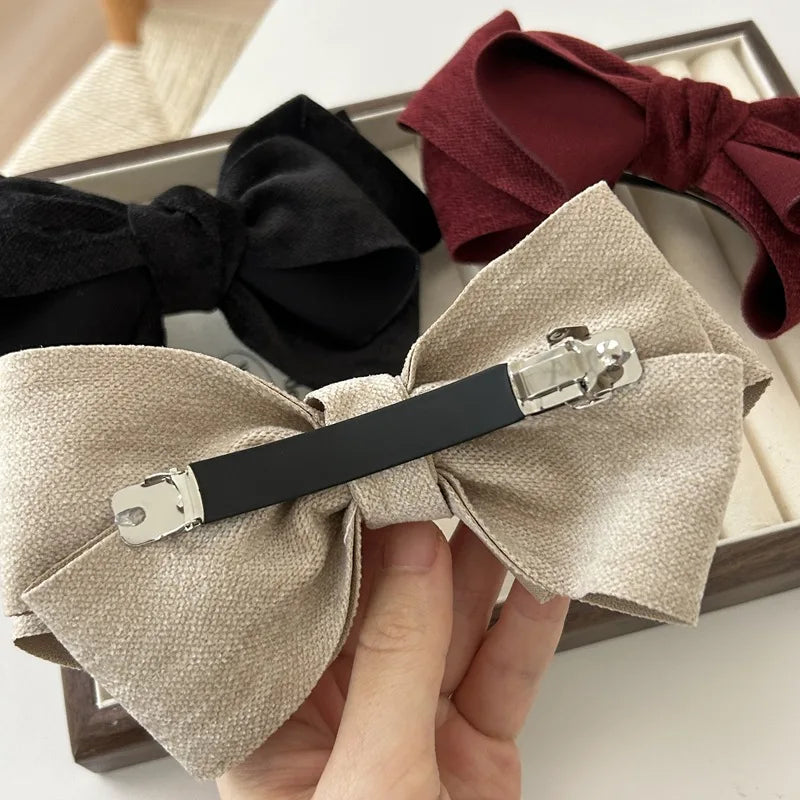 Vintage Fabric Bow Hair Clip Large Alligator Clip with Layered Ribbon,