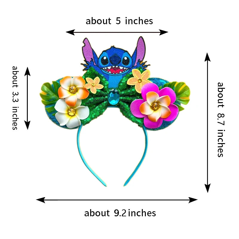 2023 New Style Mickey Minnie Ear Headband Sequin Bows Girl Adult Kids