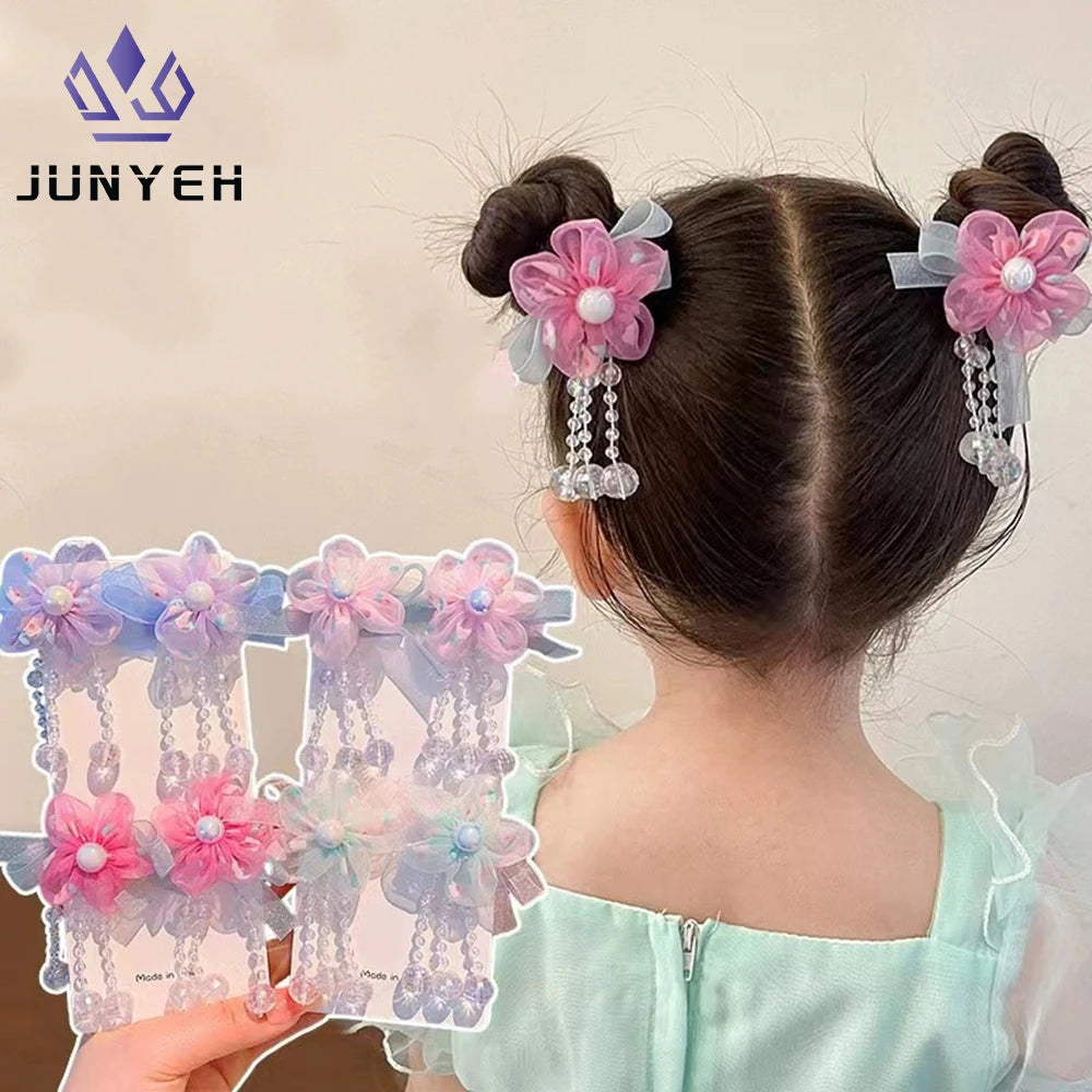 Children's Hanfu Headdress Flower Tassel Ancient Style Clip Hair