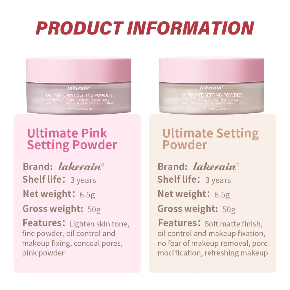 Setting Powder long-Lasting Matte Pink Finish Oil Control Makeup