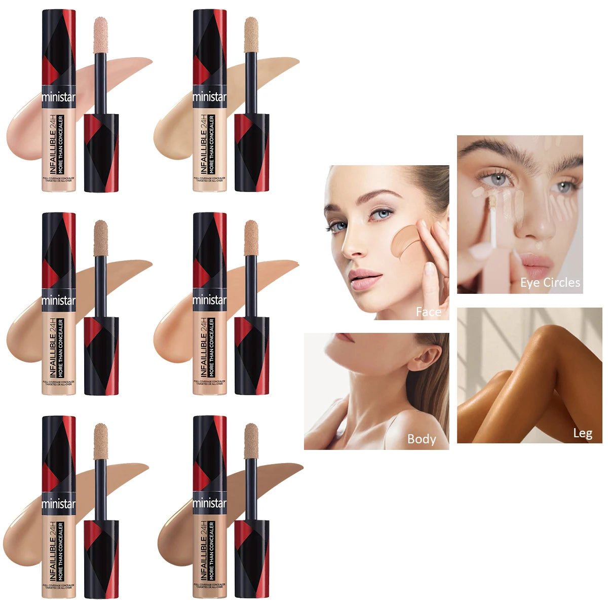 1pc full coverage concealer, waterproof, sweat proof, stain resistant,