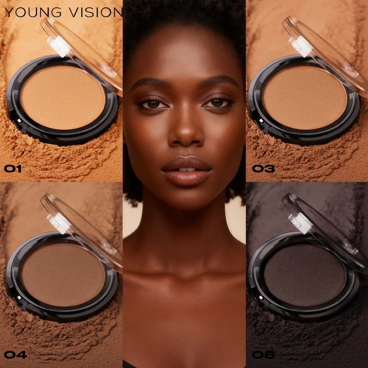 Professional matte contour powder tray creates a 3D facial contour,
