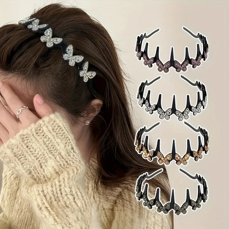Wavy Headband Rhinestone Butterfly Headband Squiggly Headband All-Day