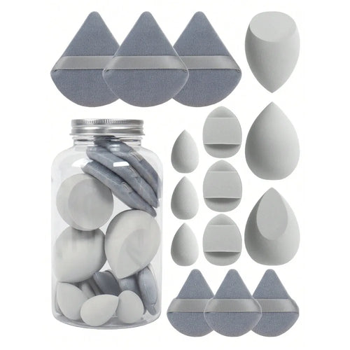 15pcs Makeup Sponge Set With Storage Jar,Powder Puff  Mini Powder Puff