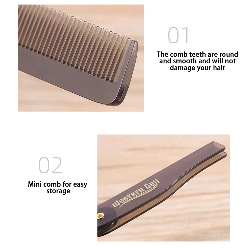 Portable Foldable Pocket Combs Oil Head Plastic Beard Combs Hair