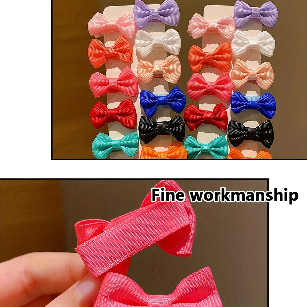 30/90Pcs Cute Dopamine Color Fabric Hairpins for Little Girls Cute Bow