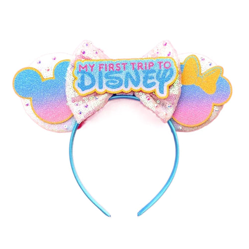 2023 New Style Mickey Minnie Ear Headband Sequin Bows Girl Adult Kids