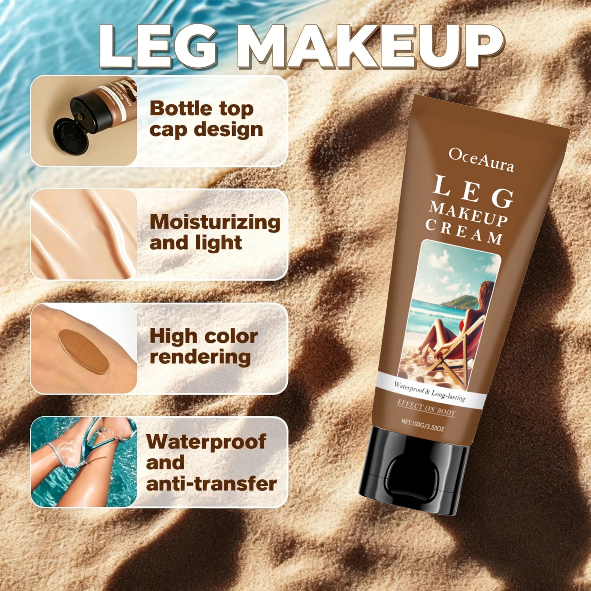 Instant Body Bronzer Foundation Makeup Cream Sun-Kissed Glow Bronzing