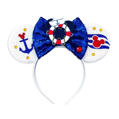 2023 New Style Mickey Minnie Ear Headband Sequin Bows Girl Adult Kids