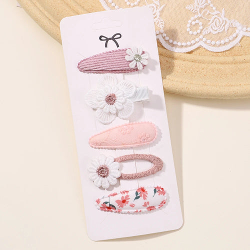 5Pcs BB Clips Set for Children Hair Accessories Sweet Printe Hairbangs