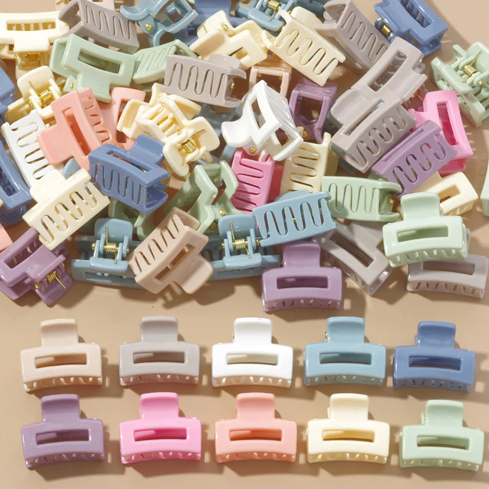 20 Pcs/bag Solid Color Matte Hollow Hair Claw Clip Candy Color Catch