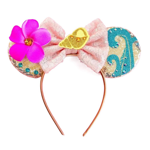 2023 New Style Mickey Minnie Ear Headband Sequin Bows Girl Adult Kids