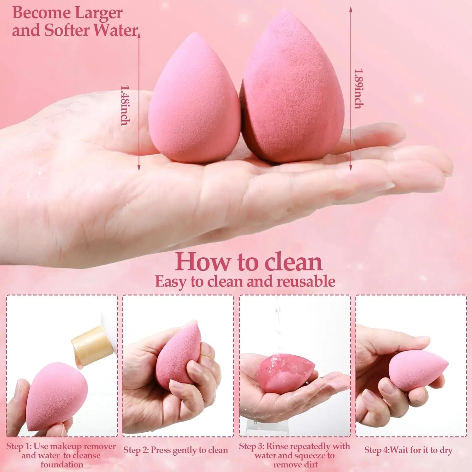 15pcs Makeup Sponge Set With Storage Jar,Powder Puff  Mini Powder Puff